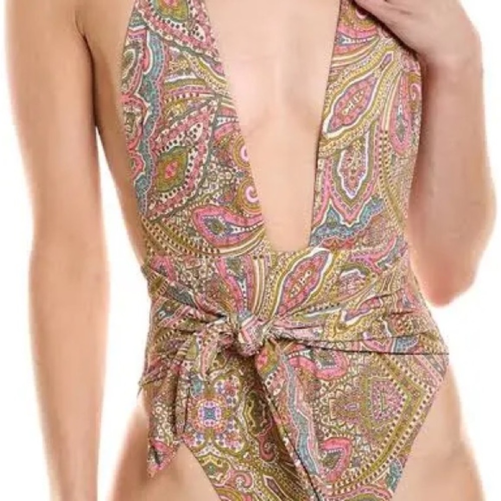 Montce Paisley Teopez Tie-Up Halter one-piece Swimsuit